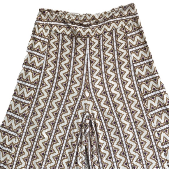 FARM Rio Cream and Brown Geometric Wide Leg Pants GEO print - Picture 2 of 16